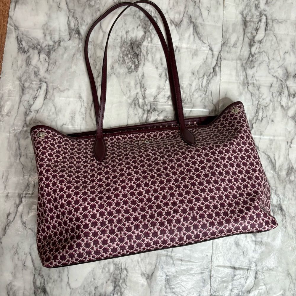 Kate Spade New York Spade Link Tote Large Bag zip pink saffiano pvc leather